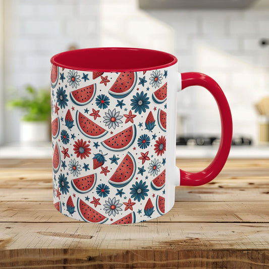 Patriotic Watermelon Floral Mug (11/15oz)