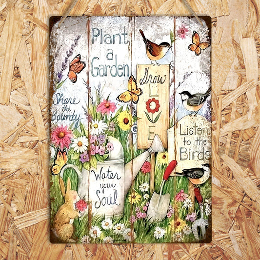 Plant a Garden Metal Sign