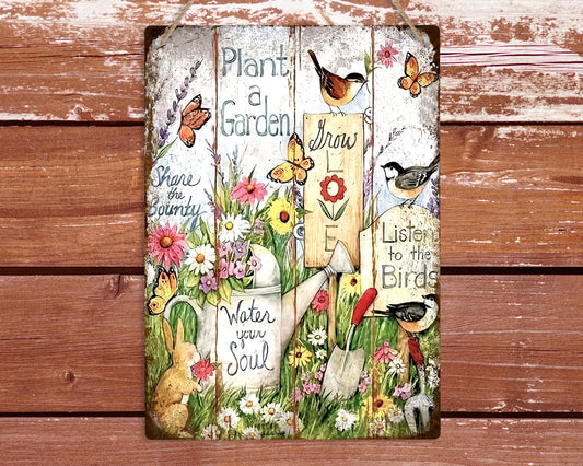 Plant a Garden Metal Sign