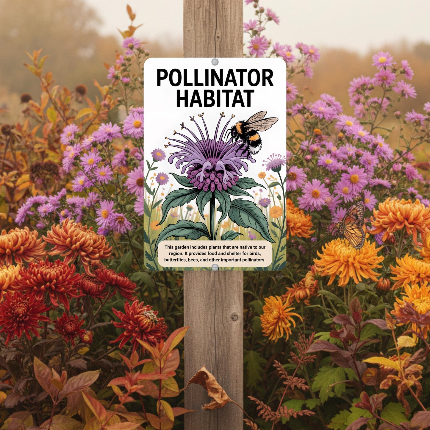 Pollinator Habitat Metal Sign