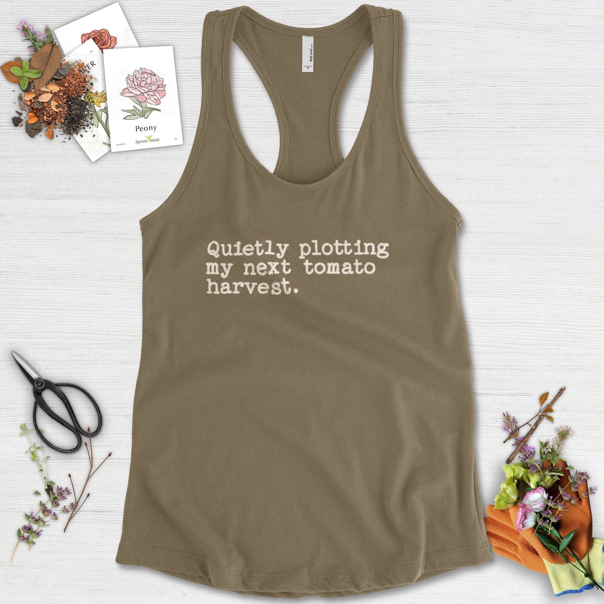 Quietly Plotting Tomato Harvest Racerback
