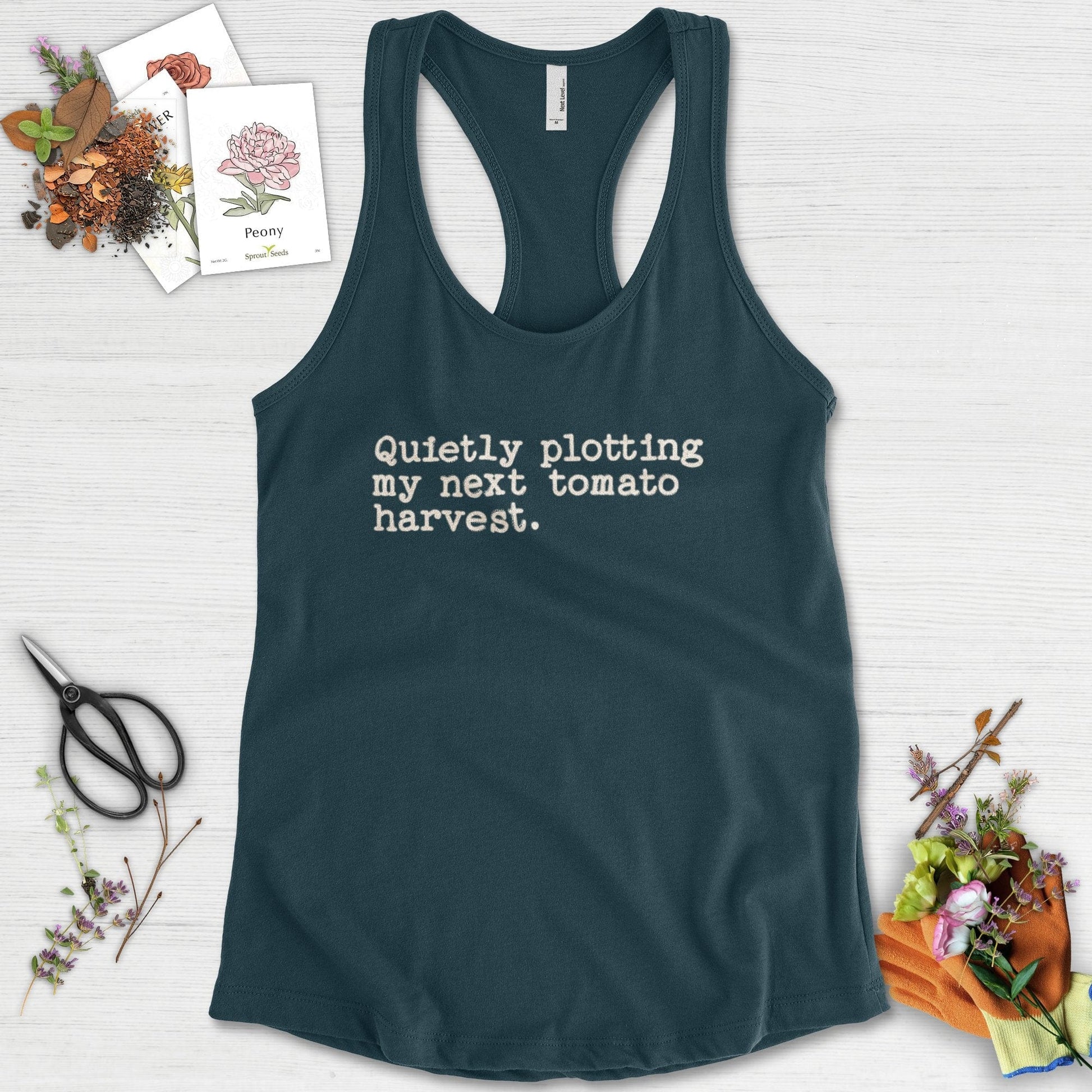 Quietly Plotting Tomato Harvest Racerback
