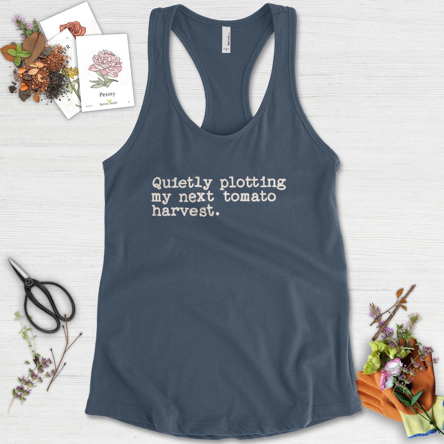Quietly Plotting Tomato Harvest Racerback