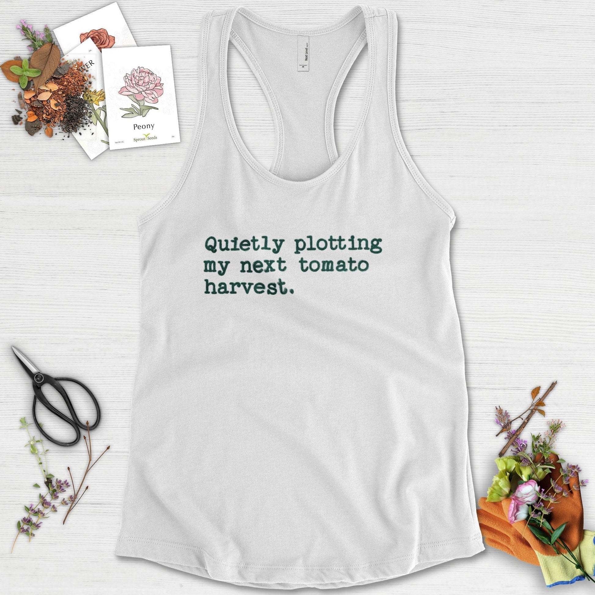 Quietly Plotting Tomato Harvest Racerback