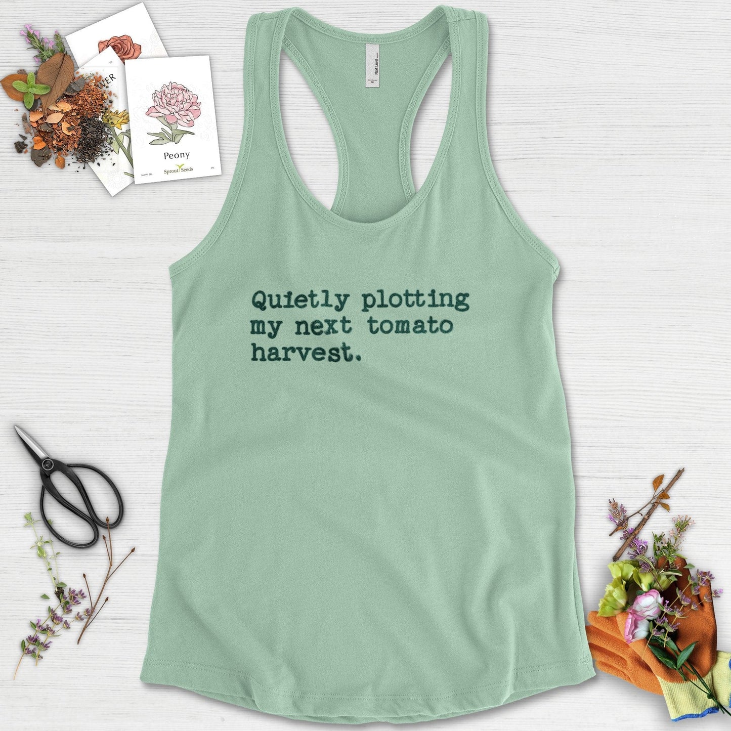 Quietly Plotting Tomato Harvest Racerback