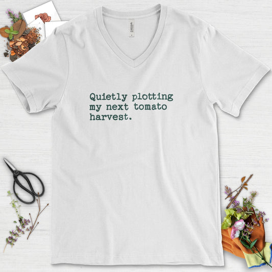 Quietly Plotting Tomato Harvest V-Neck