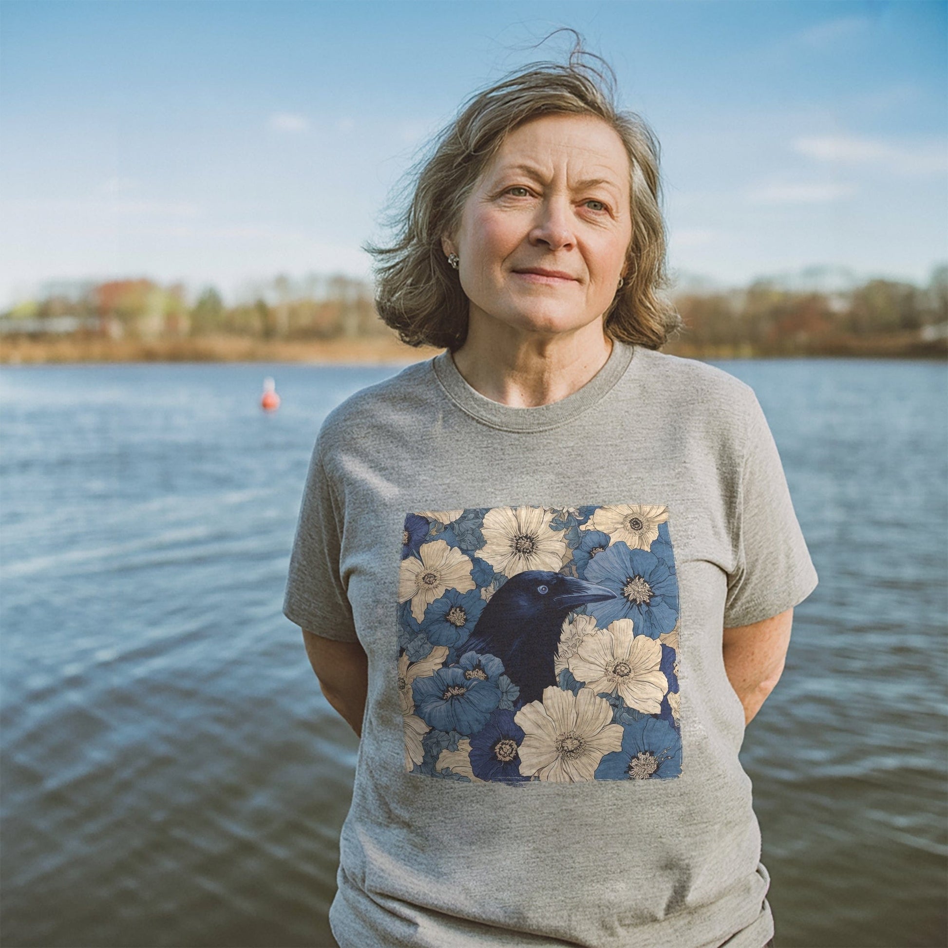 Raven In Flower Field T-shirt