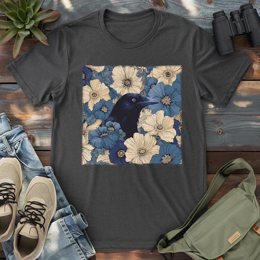 Raven In Flower Field T-shirt