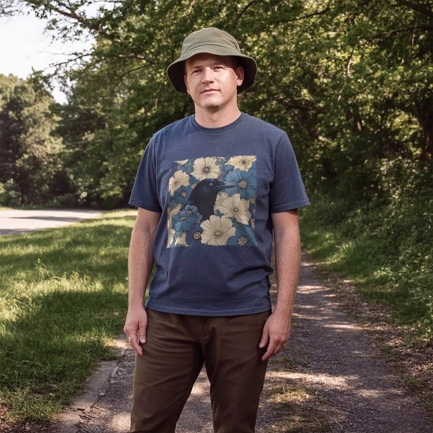 Raven In Flower Field T-shirt
