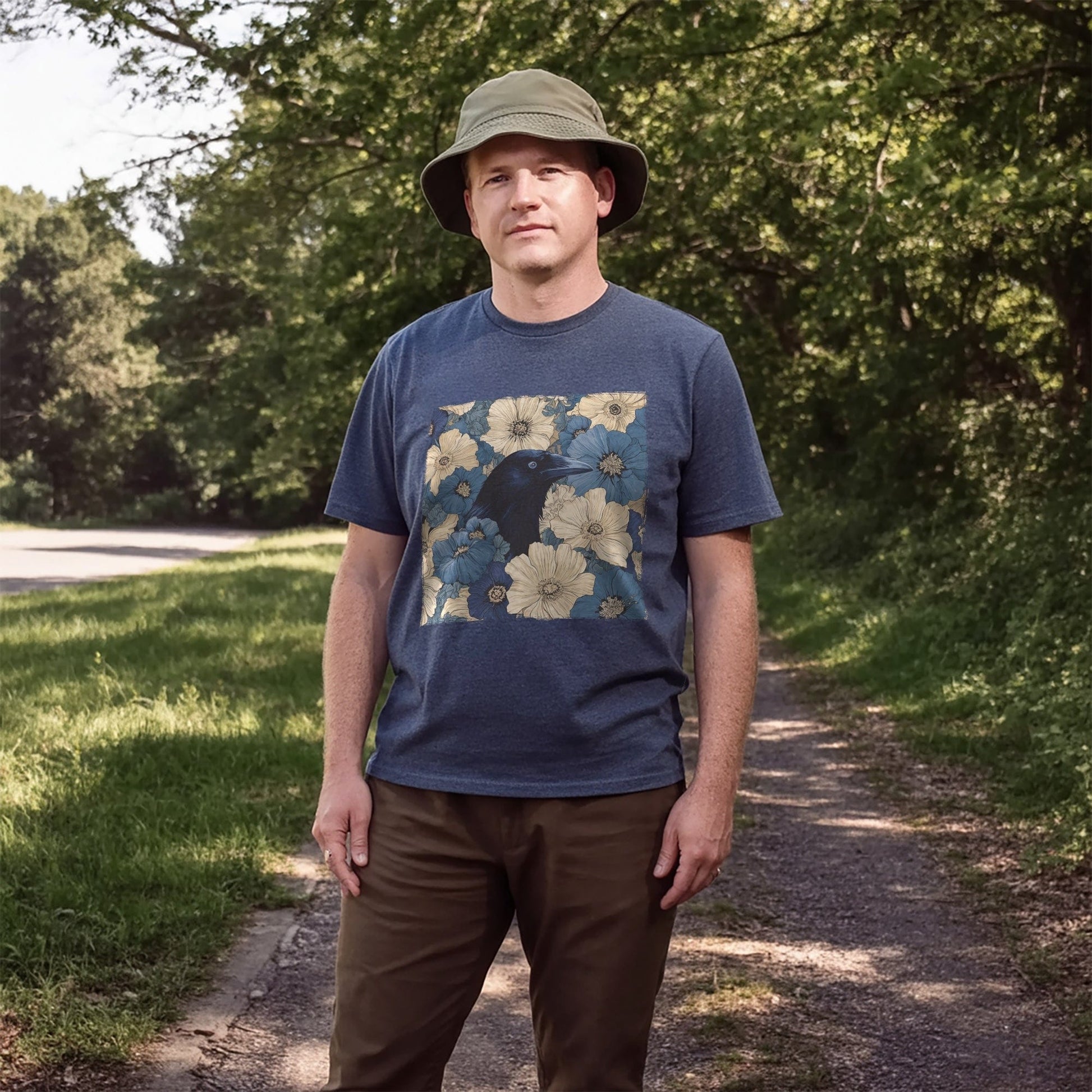 Raven In Flower Field T-shirt