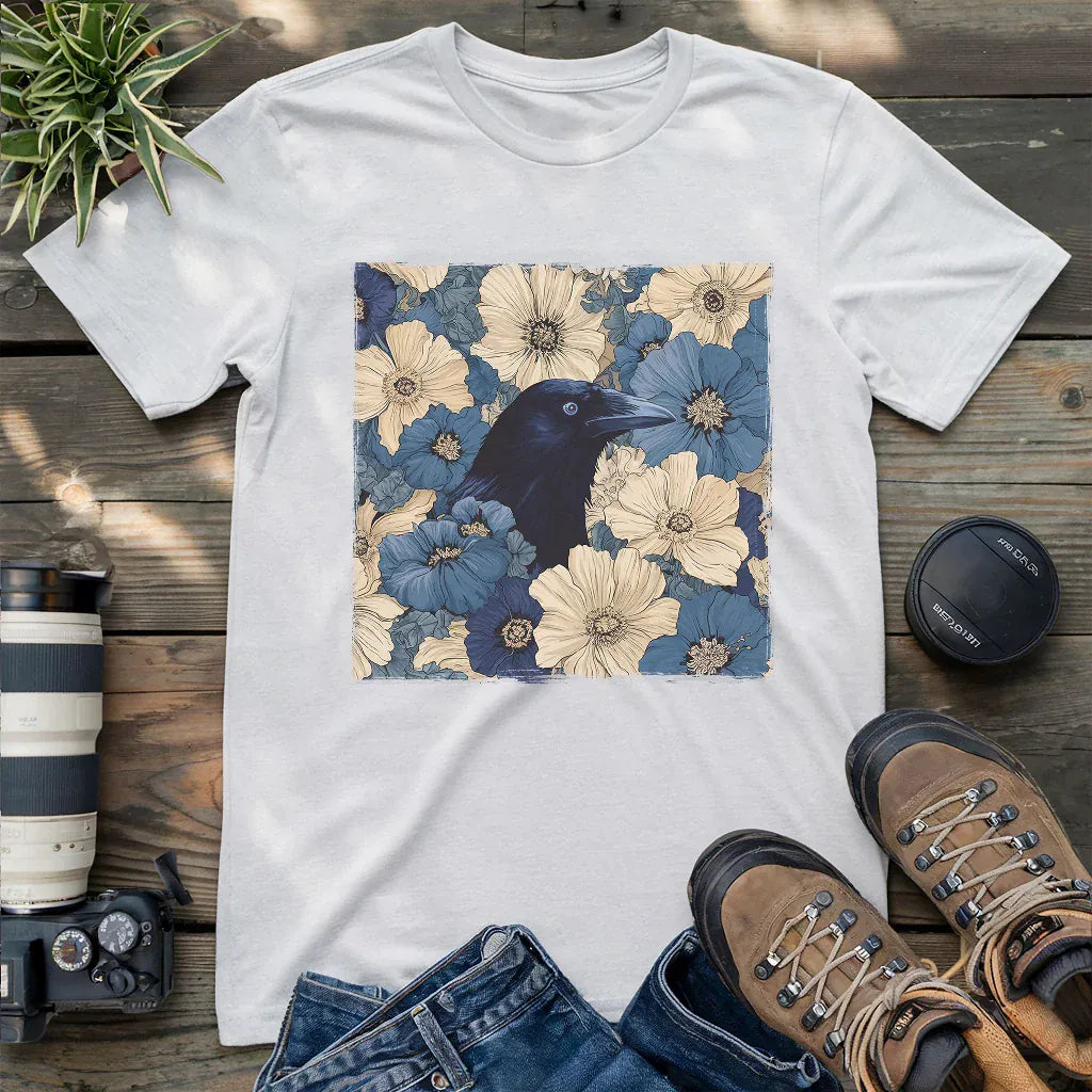 Raven In Flower Field T-shirt