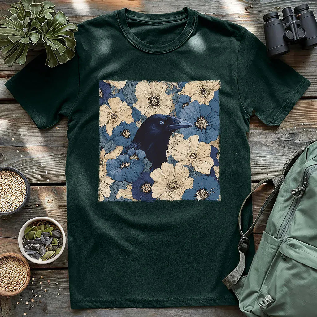 Raven In Flower Field T-shirt