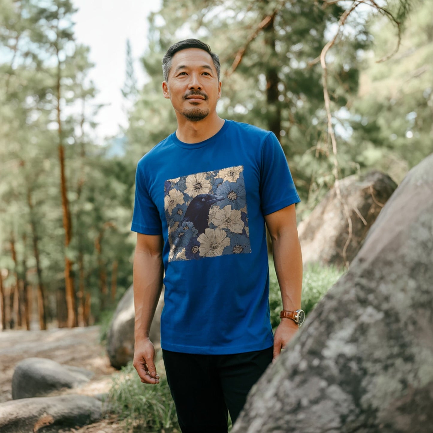Raven In Flower Field T-shirt