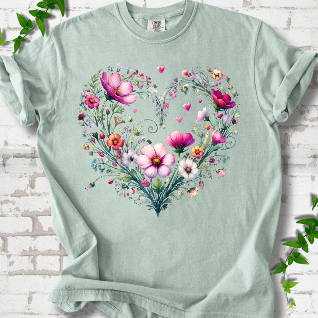 Rose Flowers Heart T-Shirt