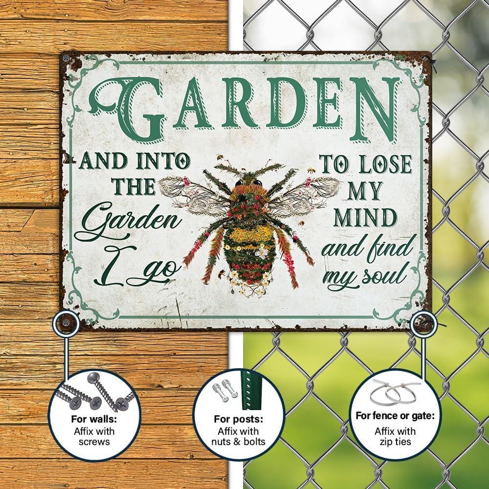 Rustic Bee Garden Metal Sign