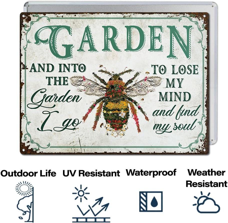 Rustic Bee Garden Metal Sign