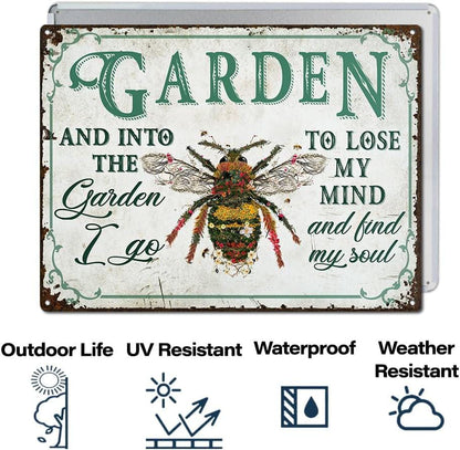 Rustic Bee Garden Metal Sign