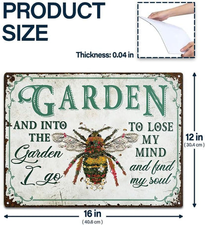 Rustic Bee Garden Metal Sign