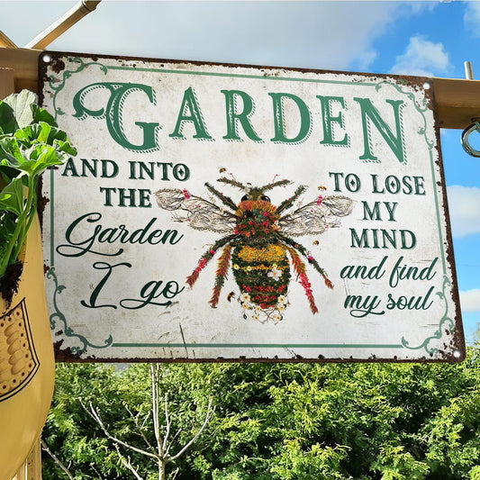 Rustic Bee Garden Metal Sign