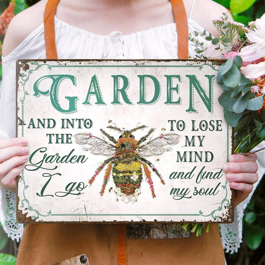 Rustic Bee Garden Metal Sign