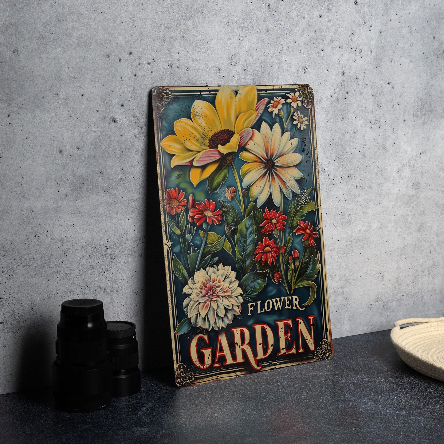 Rustic Flower Garden Metal Sign