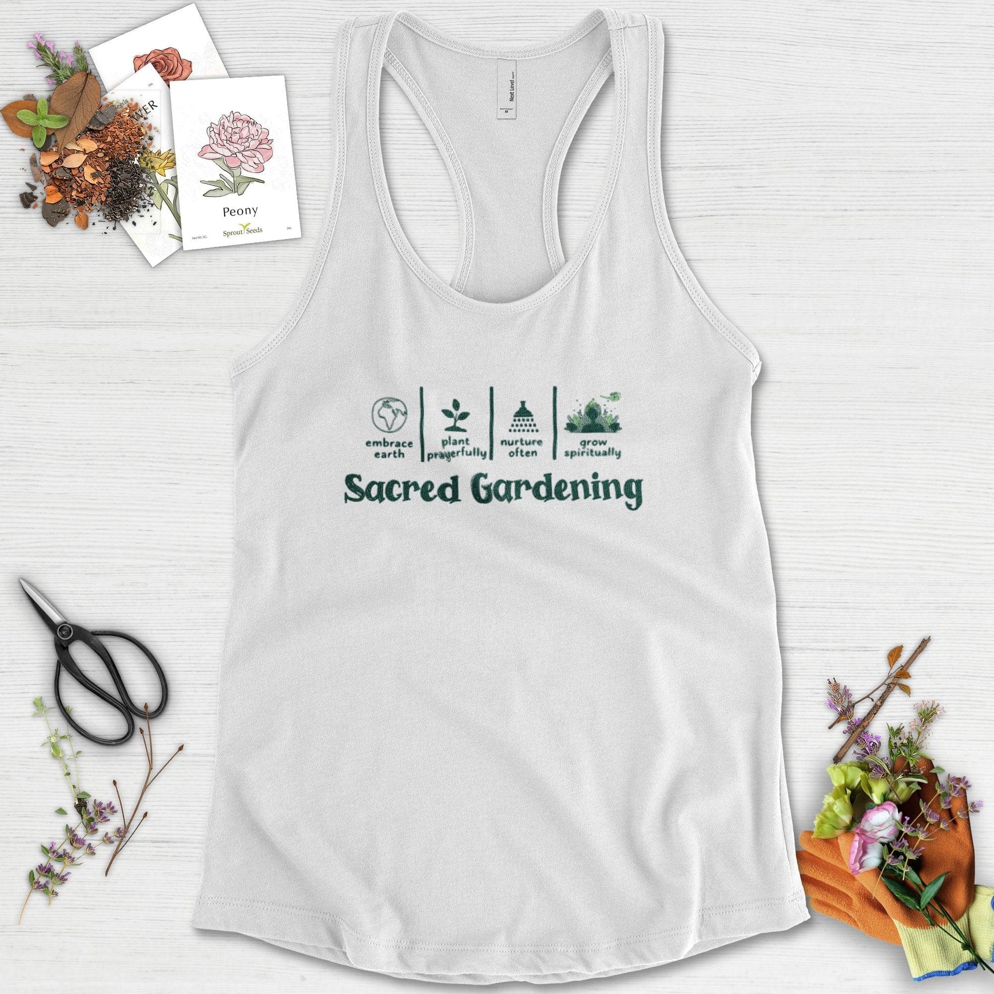 Sacred Gardening Plant Water Grow Racerback