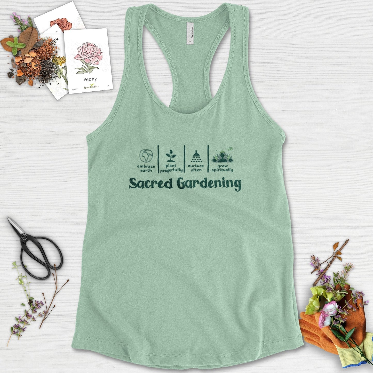 Sacred Gardening Plant Water Grow Racerback