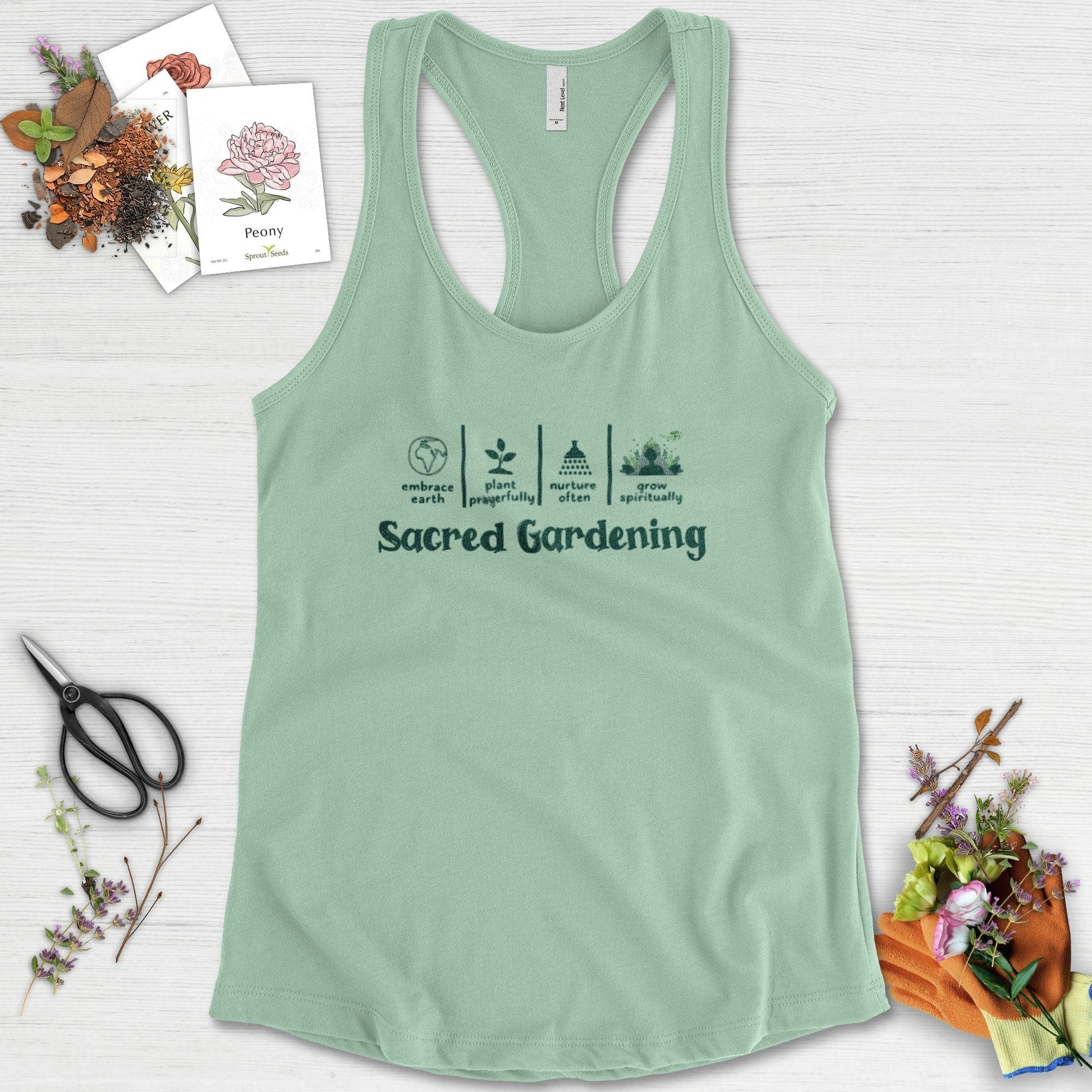 Sacred Gardening Plant Water Grow Racerback