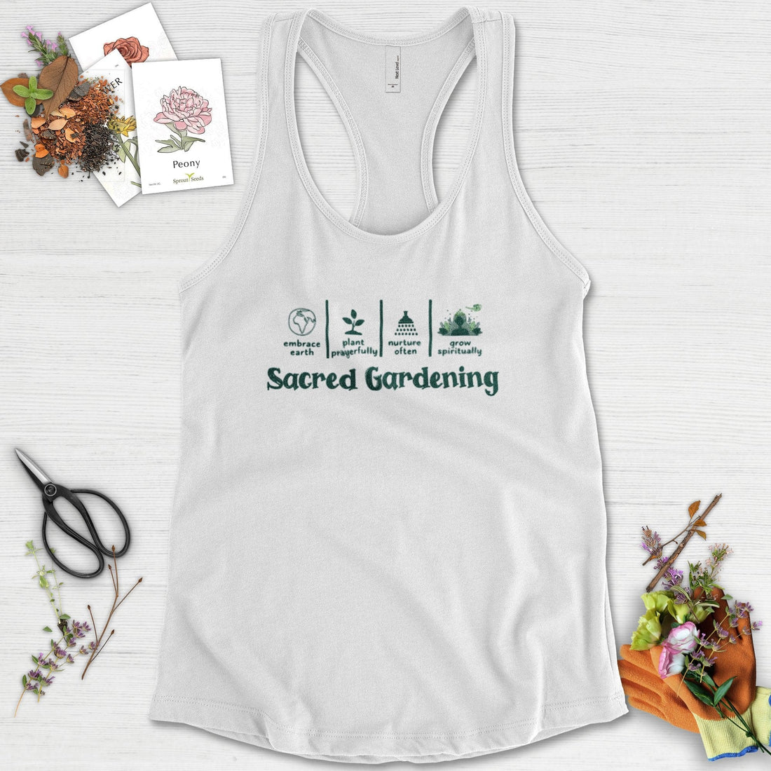 Sacred Gardening Plant Water Grow Racerback