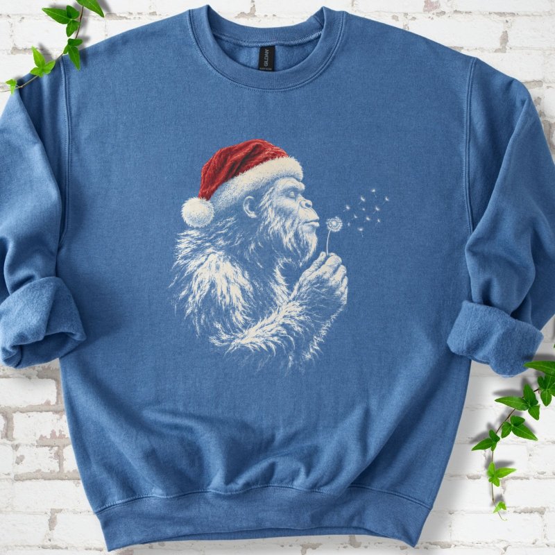Santa Gorilla Blowing Dandelion Seed Wishes Sweatshirt in Indigo Blue – PlotlyGarden