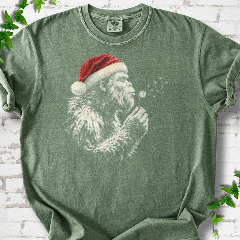 Santa Gorilla Blowing Dandelion Seed Wishes T-Shirt in Moss – PlotlyGarden