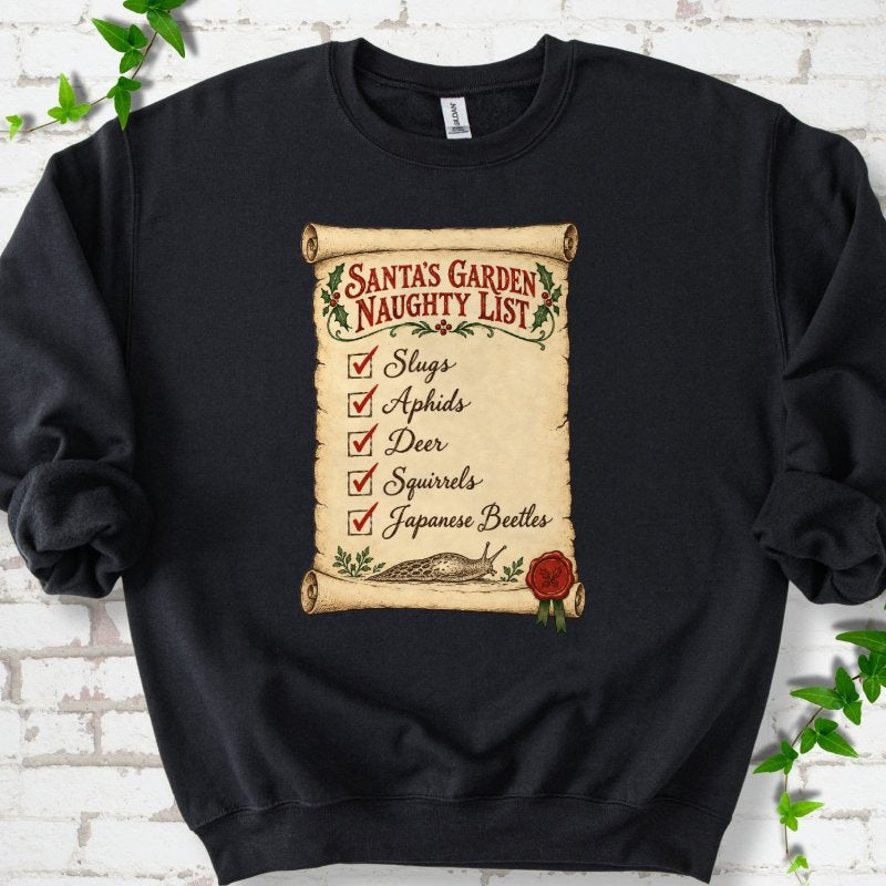 Santa’s Garden Naughty List Scroll Sweatshirt in Black – PlotlyGarden
