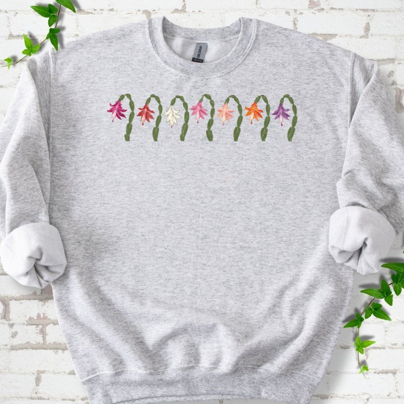 Seven Arched Christmas Cactus Blooms Sweatshirt in Ash – PlotlyGarden