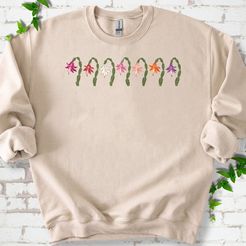 Seven Arched Christmas Cactus Blooms Sweatshirt in Sand – PlotlyGarden
