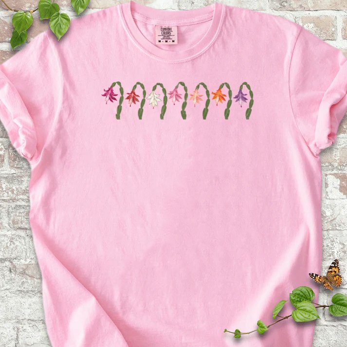 Seven Arched Christmas Cactus Blooms T-Shirt in Blossom – PlotlyGarden