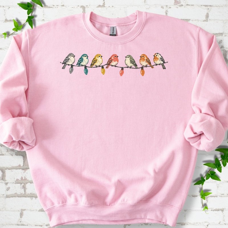 Seven Birds On A Vintage Light String Sweatshirt in Light Pink – PlotlyGarden