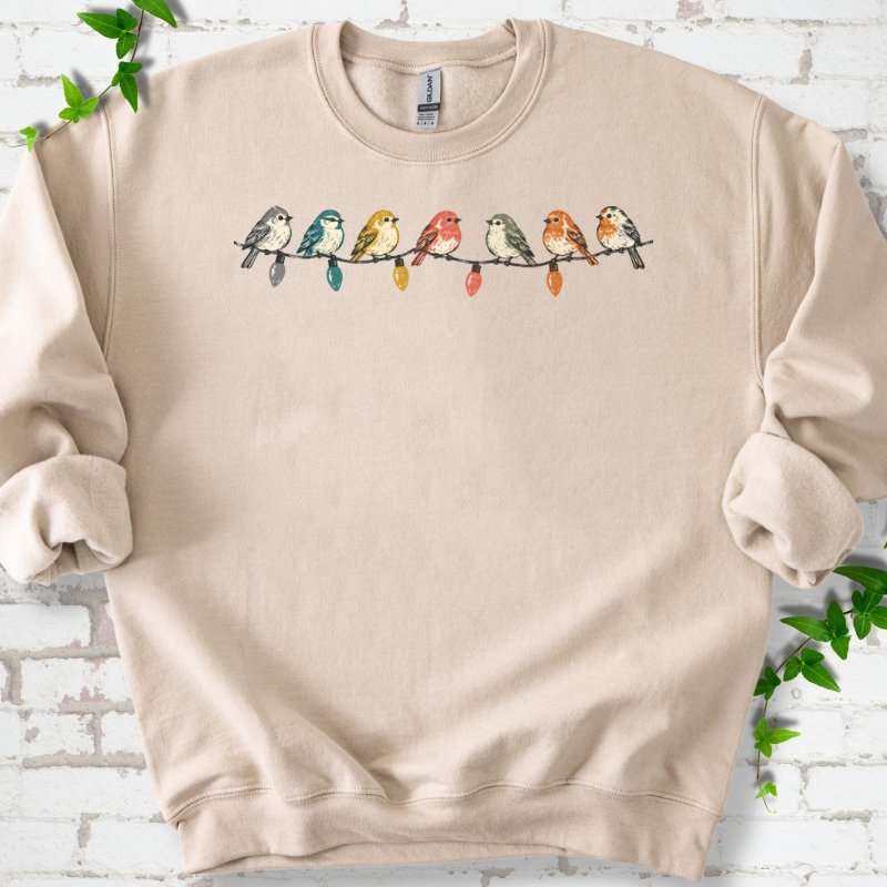 Seven Birds On A Vintage Light String Sweatshirt in Sand – PlotlyGarden