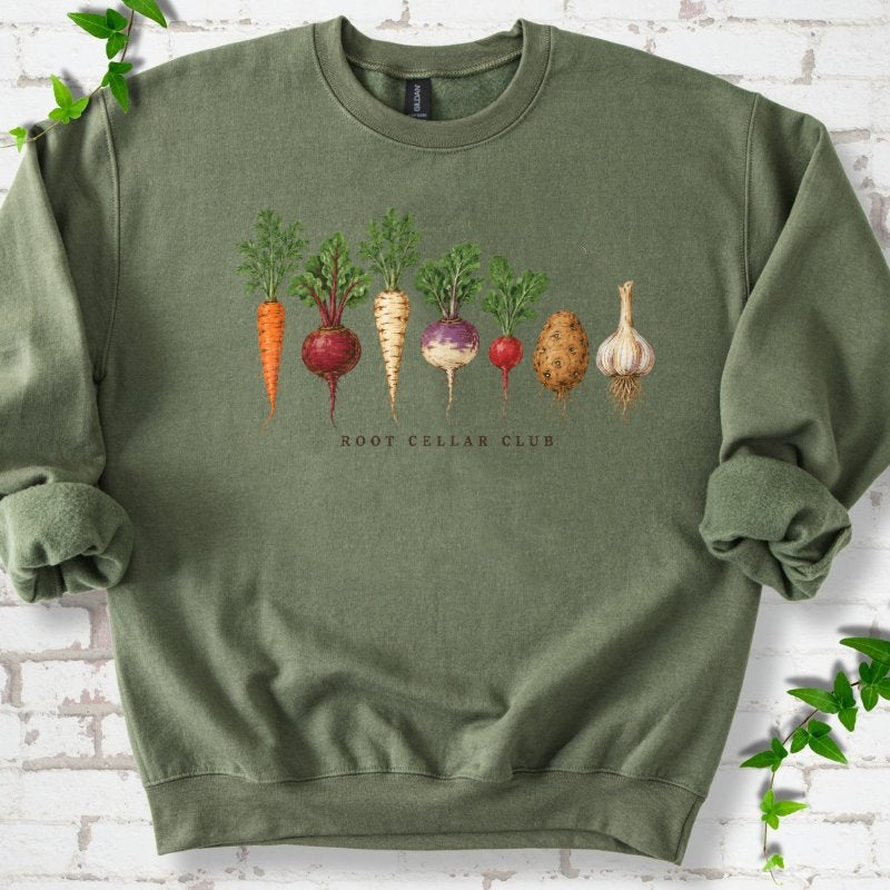 Seven Winter Roots In Gouache Sweatshirt in Military Green – PlotlyGarden