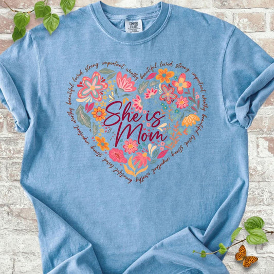 She is Mom Flowers T-Shirt