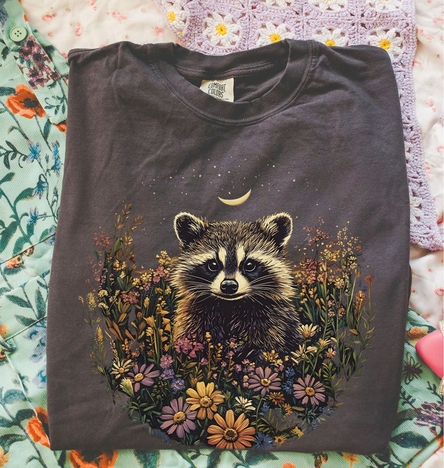 Raccoon Wildflower T-Shirt