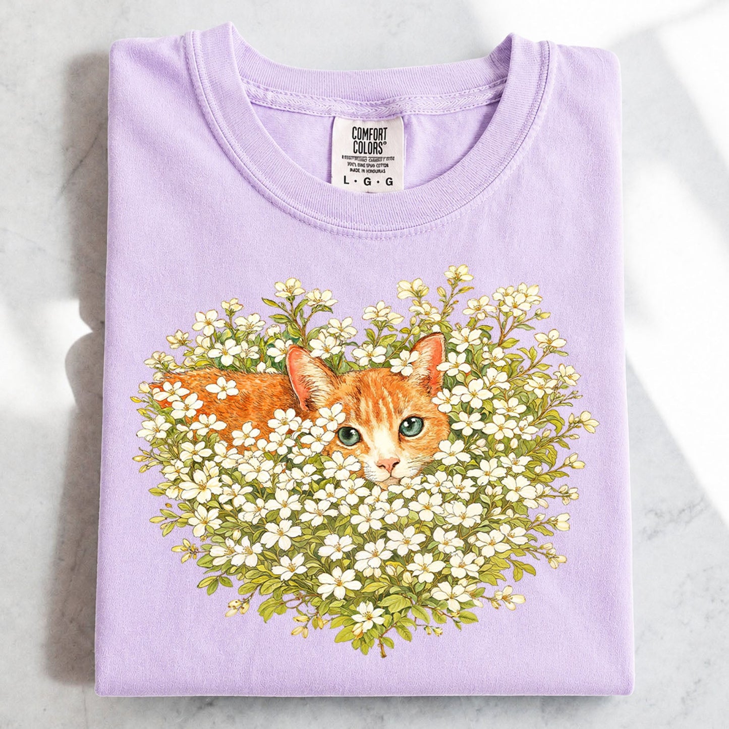Orange Cat Wildflower T-Shirt