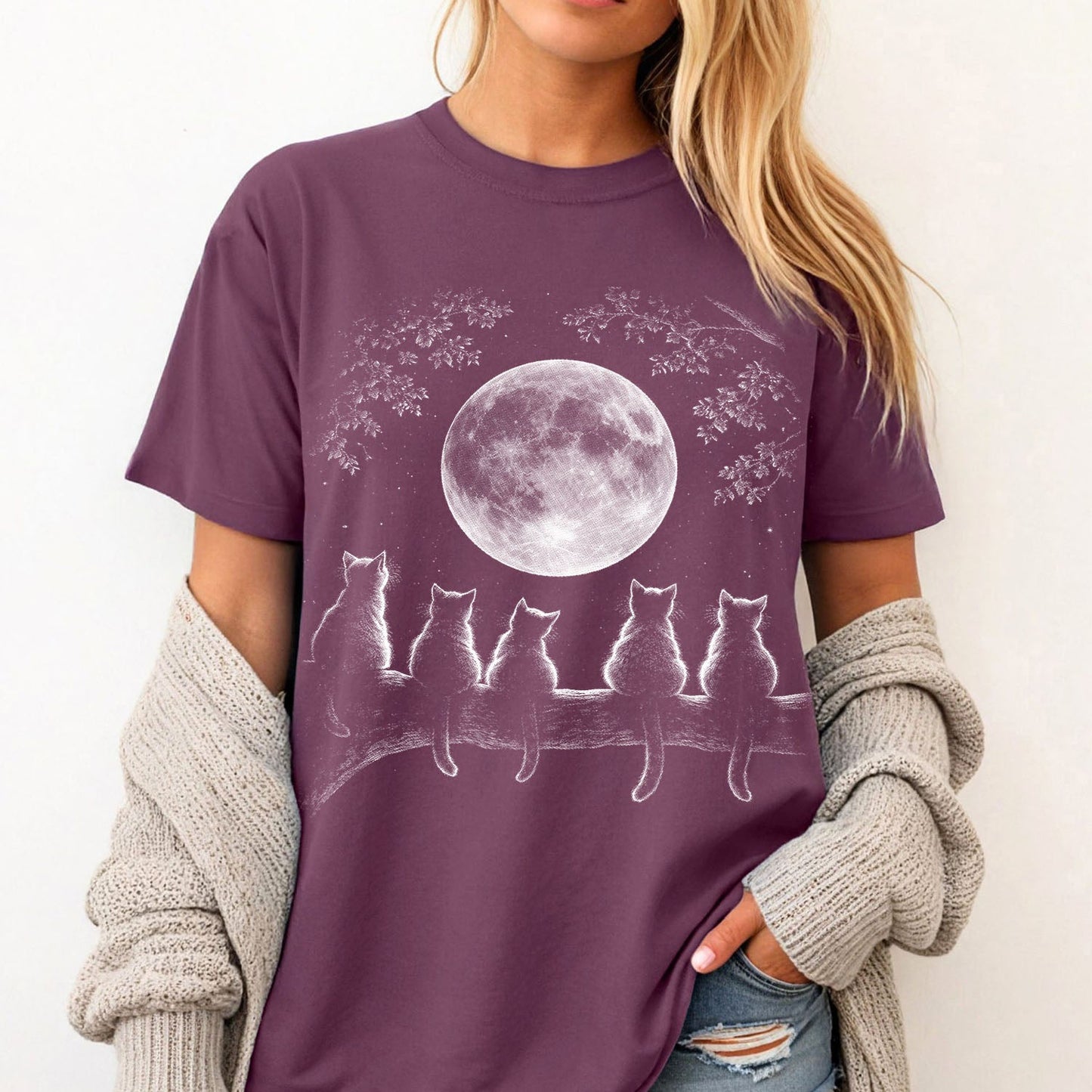 The Moon Watchers Cat T-Shirt