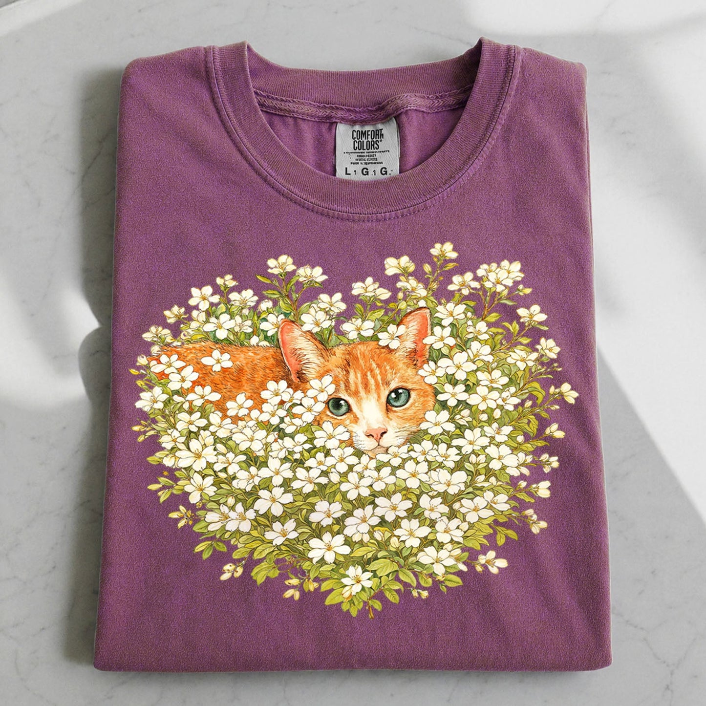 Orange Cat Wildflower T-Shirt