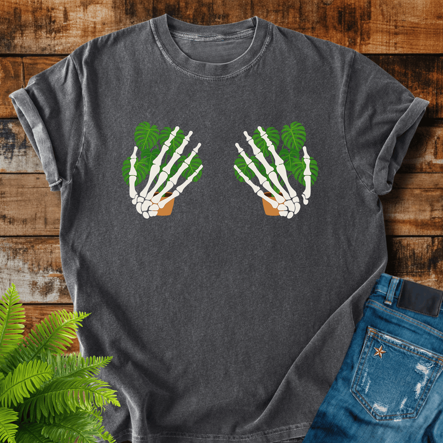 Skeleton Plant Hands T-shirt