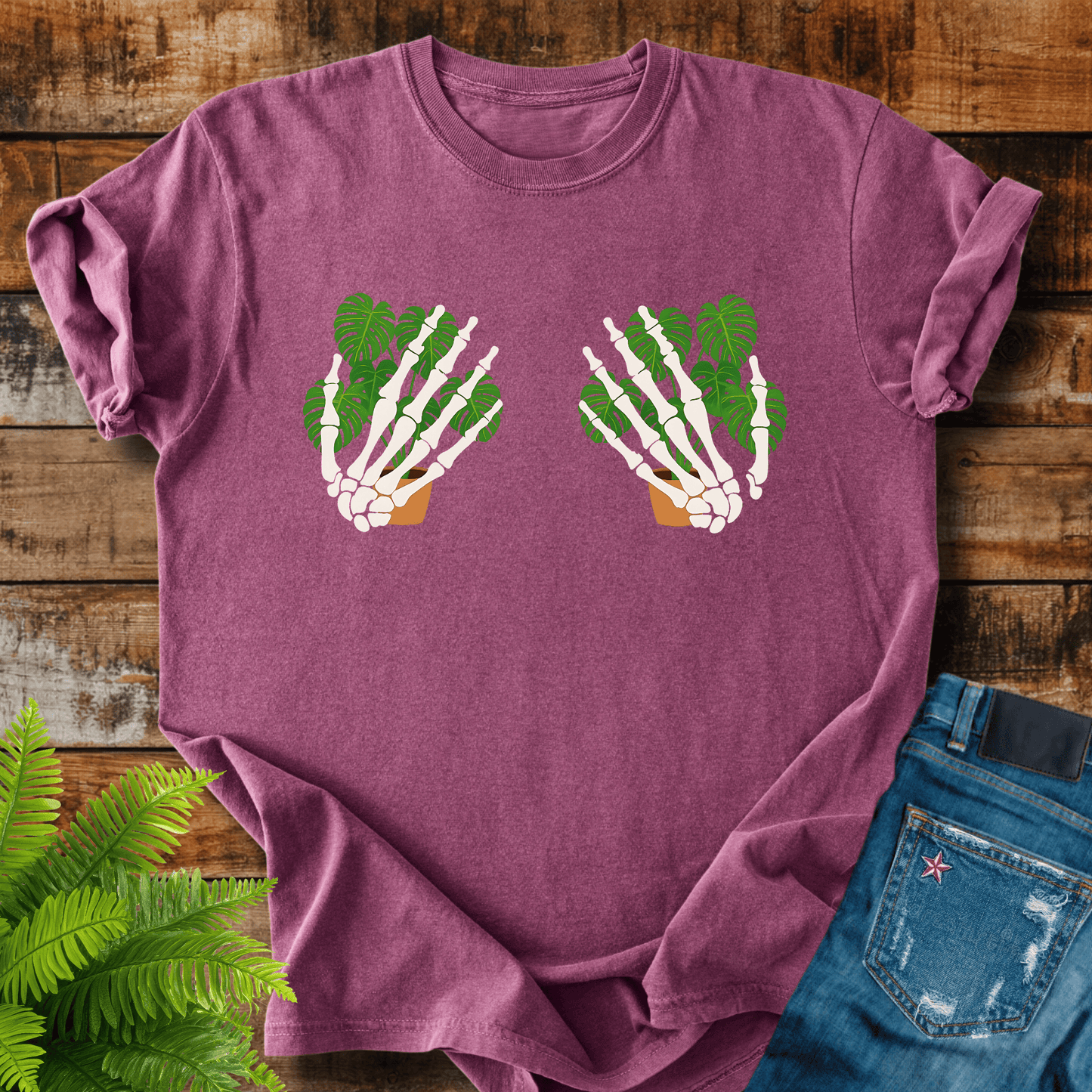 Skeleton Plant Hands T-shirt