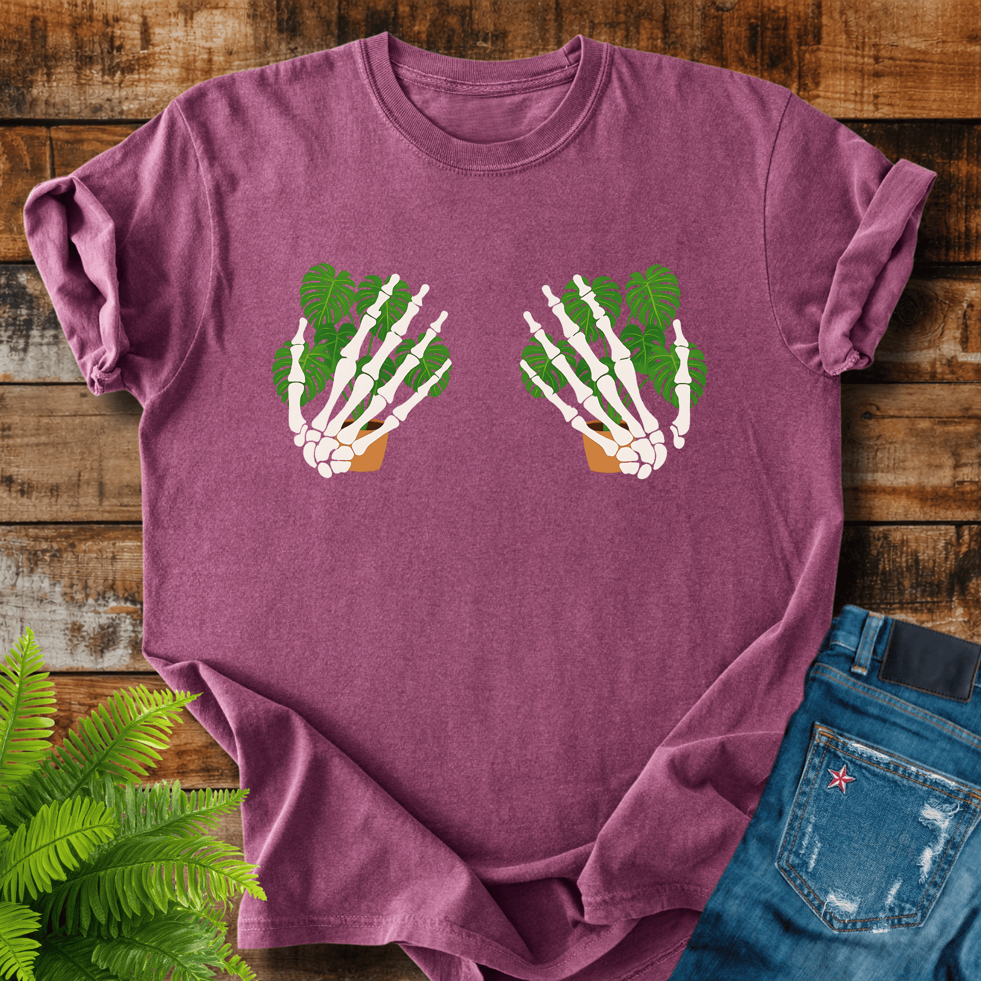 Skeleton Plant Hands T-shirt