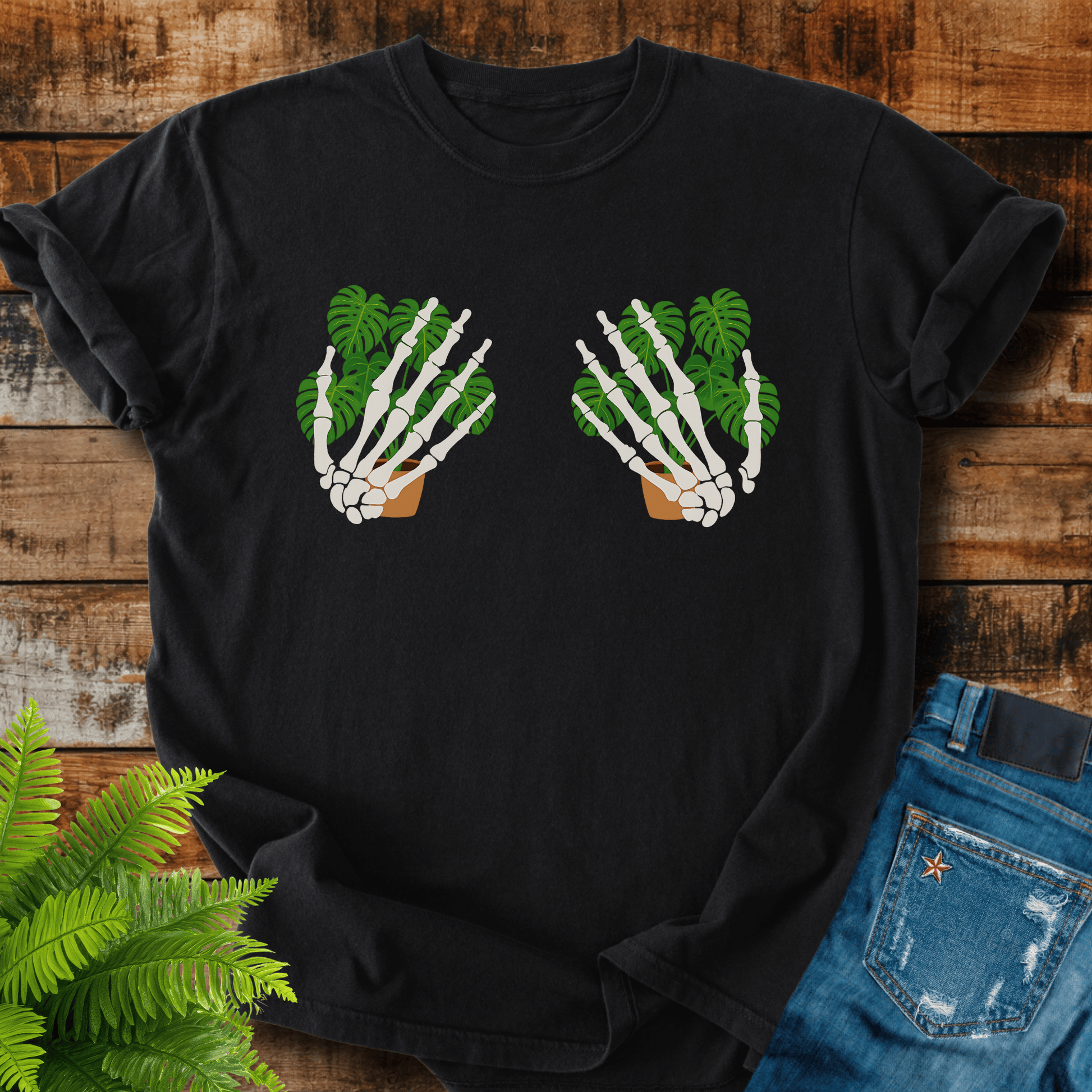 Skeleton Plant Hands T-shirt