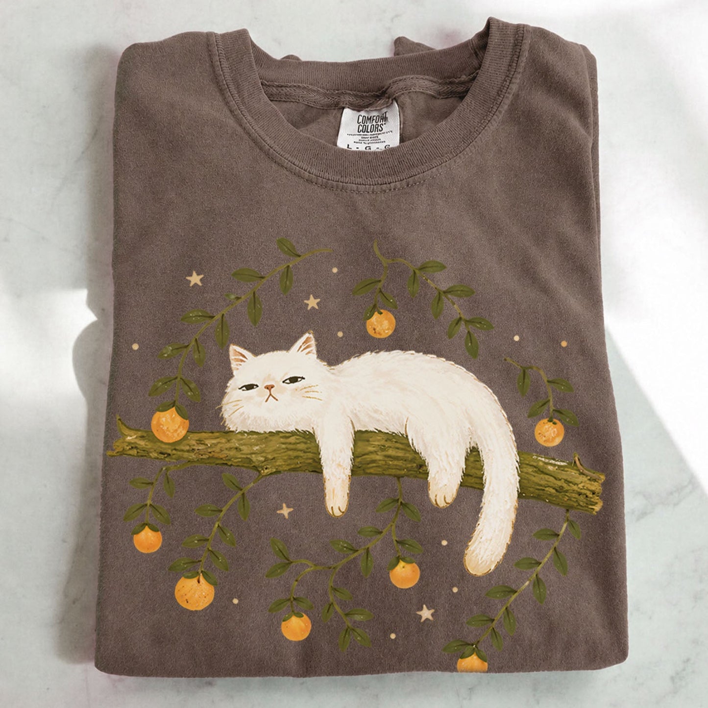 Sleepy White Cat T-Shirt