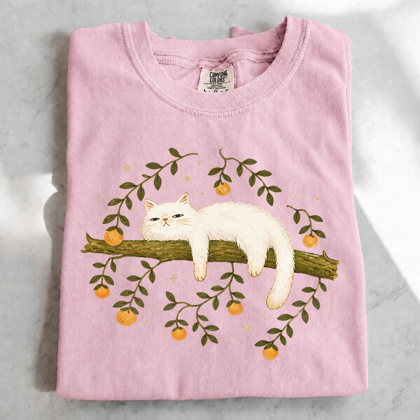 Sleepy White Cat T-Shirt