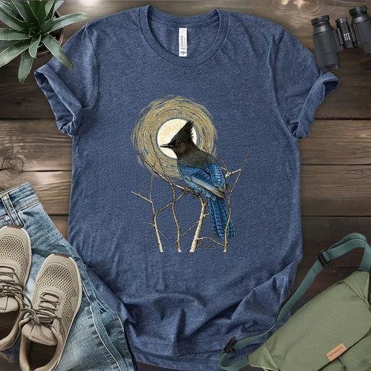 Steller's Jay Under Forest Moonlight T-shirt